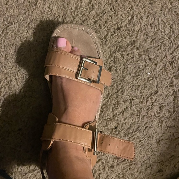 ASOS chunky platform flatform slingback faux leather tan summer sandals. - Picture 14 of 15